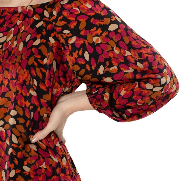 NWT Liverpool Jeans Autumn Petals 3/4 Puff Sleeve Square Neck Blouse Size PS - Picture 2 of 13